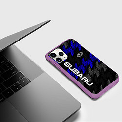 Чехол iPhone 11 Pro матовый Субару - blue, цвет: 3D-фиолетовый — фото 2