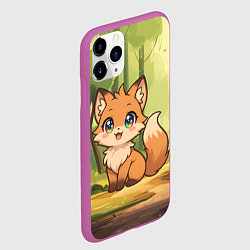 Чехол iPhone 11 Pro матовый Кавайная лисичка - аниме, цвет: 3D-фиолетовый — фото 2