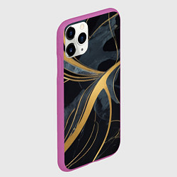 Чехол iPhone 11 Pro матовый Мраморный узор с золотыми полосками, цвет: 3D-фиолетовый — фото 2