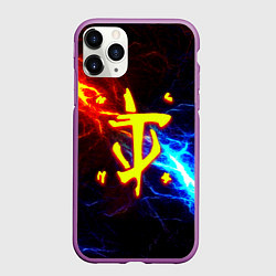 Чехол iPhone 11 Pro матовый Doom шторм с молниями, цвет: 3D-фиолетовый