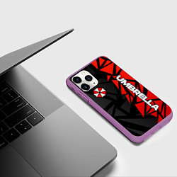 Чехол iPhone 11 Pro матовый Umbrella corp - красные фрагменты, цвет: 3D-фиолетовый — фото 2