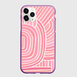 Чехол iPhone 11 Pro матовый Абстрактный узор розовый