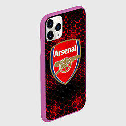 Чехол iPhone 11 Pro матовый Арсенал красные соты, цвет: 3D-фиолетовый — фото 2