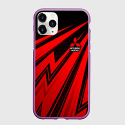 Чехол iPhone 11 Pro матовый Митсубиси - красные молнии
