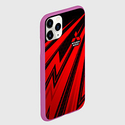 Чехол iPhone 11 Pro матовый Митсубиси - красные молнии, цвет: 3D-фиолетовый — фото 2