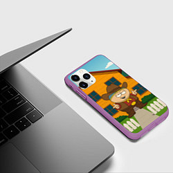Чехол iPhone 11 Pro матовый Эрик Картман ковбой, цвет: 3D-фиолетовый — фото 2