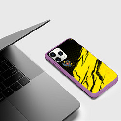 Чехол iPhone 11 Pro матовый Российская империя - Желтые потертости, цвет: 3D-фиолетовый — фото 2