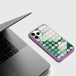 Чехол iPhone 11 Pro матовый Зеленые объемные круги, цвет: 3D-фиолетовый — фото 2