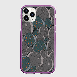 Чехол iPhone 11 Pro матовый Камбала паттерн, цвет: 3D-фиолетовый
