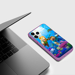 Чехол iPhone 11 Pro матовый Стив и Алекс под водой, цвет: 3D-фиолетовый — фото 2