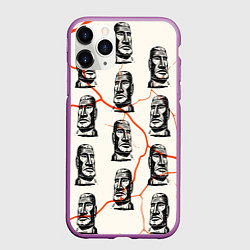 Чехол iPhone 11 Pro матовый Статуи моаи