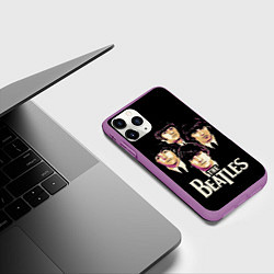 Чехол iPhone 11 Pro матовый The Beatles faces, цвет: 3D-фиолетовый — фото 2