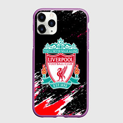 Чехол iPhone 11 Pro матовый Liverpool краски штрихи, цвет: 3D-фиолетовый