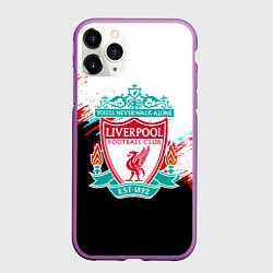 Чехол iPhone 11 Pro матовый Ливерпуль текстура глитч краски, цвет: 3D-фиолетовый