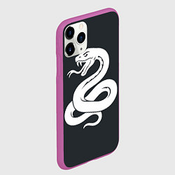 Чехол iPhone 11 Pro матовый Змей - белый, цвет: 3D-фиолетовый — фото 2
