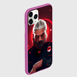 Чехол iPhone 11 Pro матовый Ведьмак красные искры, цвет: 3D-фиолетовый — фото 2