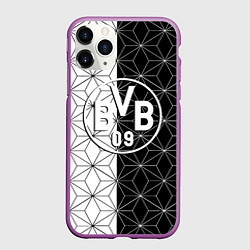 Чехол iPhone 11 Pro матовый Borussia geometry black steel, цвет: 3D-фиолетовый