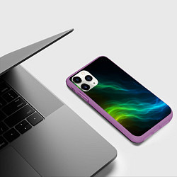 Чехол iPhone 11 Pro матовый Разноцветный огонь абстракция, цвет: 3D-фиолетовый — фото 2