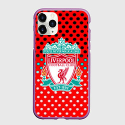 Чехол iPhone 11 Pro матовый Liverpool точки текстура спорт, цвет: 3D-фиолетовый