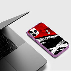 Чехол iPhone 11 Pro матовый ФК Милан - потертости, цвет: 3D-фиолетовый — фото 2