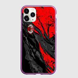Чехол iPhone 11 Pro матовый Фк Милан - черный и красный, цвет: 3D-фиолетовый