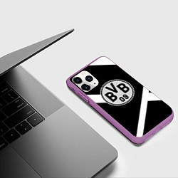 Чехол iPhone 11 Pro матовый Borussia black geometry, цвет: 3D-фиолетовый — фото 2