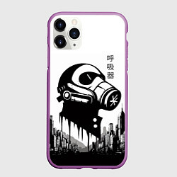 Чехол iPhone 11 Pro матовый Respirator in metropolis - hieroglyphs