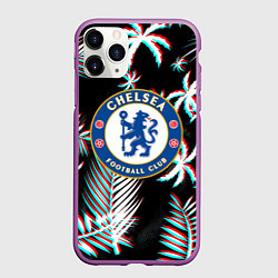 Чехол iPhone 11 Pro матовый Chelsea тропики глитч текстура, цвет: 3D-фиолетовый