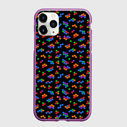 Чехол iPhone 11 Pro матовый Разноцветные детали мозаики на черном