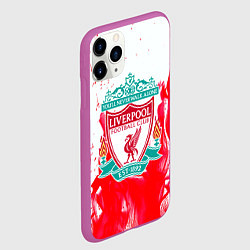 Чехол iPhone 11 Pro матовый Liverpool розовый огонь, цвет: 3D-фиолетовый — фото 2