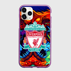 Чехол iPhone 11 Pro матовый Ливерпуль монстр, цвет: 3D-фиолетовый