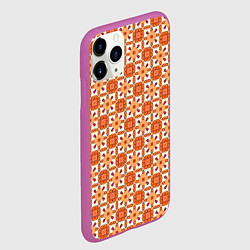 Чехол iPhone 11 Pro матовый Оранжевая цветочно-геометрическая текстура, цвет: 3D-фиолетовый — фото 2