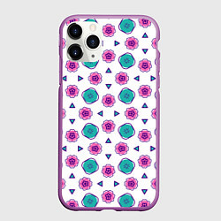 Чехол iPhone 11 Pro матовый Цветочно-геометрический паттерн, цвет: 3D-фиолетовый