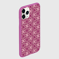 Чехол iPhone 11 Pro матовый Фиолетово-розовая цветочная текстура, цвет: 3D-фиолетовый — фото 2