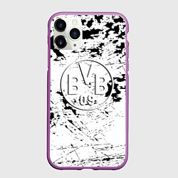 Чехол iPhone 11 Pro матовый Borussia черно белые краски, цвет: 3D-фиолетовый
