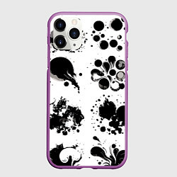 Чехол iPhone 11 Pro матовый Чёрно-белые кляксы - абстракция
