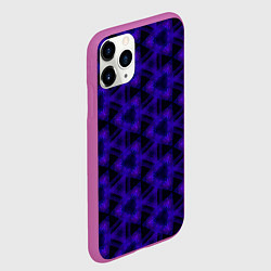 Чехол iPhone 11 Pro матовый Мерцающие треугольники индиго, цвет: 3D-фиолетовый — фото 2