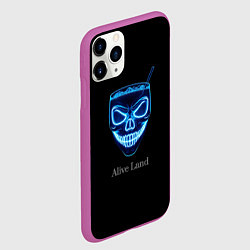 Чехол iPhone 11 Pro матовый Neon skull cocktail, цвет: 3D-фиолетовый — фото 2