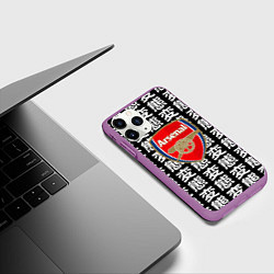 Чехол iPhone 11 Pro матовый Арсенал китайские символы паттерн, цвет: 3D-фиолетовый — фото 2