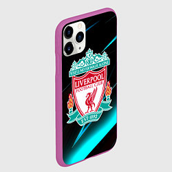 Чехол iPhone 11 Pro матовый Liverpool neon stripes, цвет: 3D-фиолетовый — фото 2