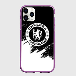 Чехол iPhone 11 Pro матовый Чели белые краски текстура, цвет: 3D-фиолетовый