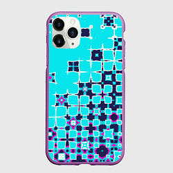 Чехол iPhone 11 Pro матовый Геометрическая метаморфоза на бирюзе, цвет: 3D-фиолетовый