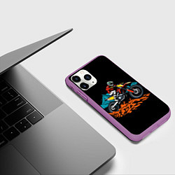 Чехол iPhone 11 Pro матовый Motocross and mountains, цвет: 3D-фиолетовый — фото 2