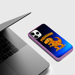Чехол iPhone 11 Pro матовый Пиццазавр, цвет: 3D-фиолетовый — фото 2