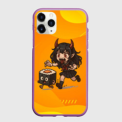 Чехол iPhone 11 Pro матовый Девочка дьявол бежит за роллом