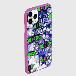 Чехол iPhone 11 Pro матовый Пронзительный жуткий паттерн с взглядом глаз, цвет: 3D-фиолетовый — фото 2