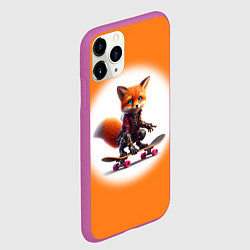 Чехол iPhone 11 Pro матовый Cyber fox cub is a cool skateboarder - ai art, цвет: 3D-фиолетовый — фото 2