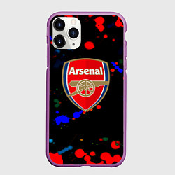 Чехол iPhone 11 Pro матовый Arsenal неоновые брызги красок, цвет: 3D-фиолетовый
