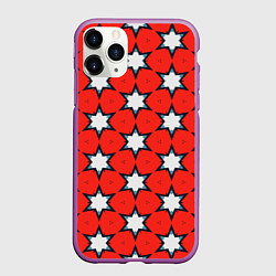 Чехол iPhone 11 Pro матовый Звезды на красном