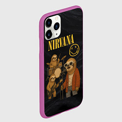 Чехол iPhone 11 Pro матовый Ленивцы группа Nirvana, цвет: 3D-фиолетовый — фото 2